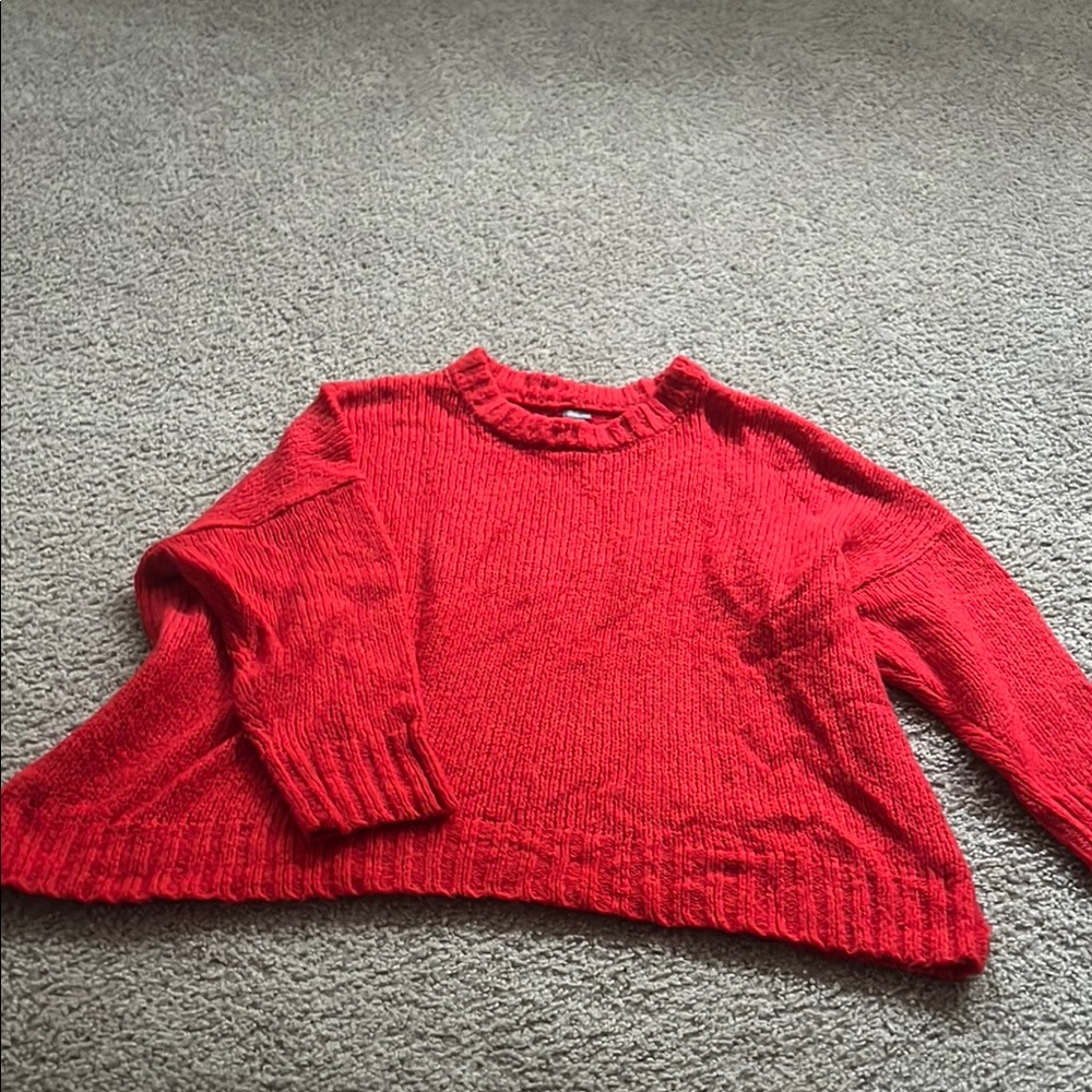 Aerie Vibrant Red Crew Neck Sweater